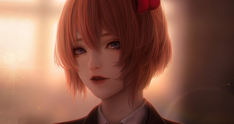 portrait, Doki Doki Literature Club!, human hair, women, beauty, adult, young adult, beautiful woman, fashion, human body part, dyed red hair, hairstyle