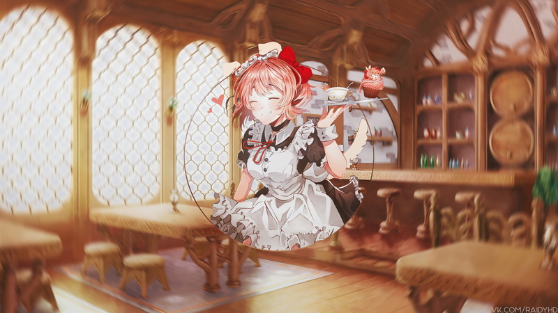 anime, picture-in-picture, anime girls, 4K, Sayori (Doki Doki Literature Club)