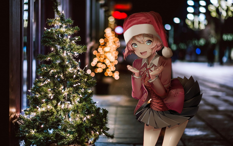 Doki Doki Literature Club, Christmas, Sayori (Doki Doki Literature Club), 1080P