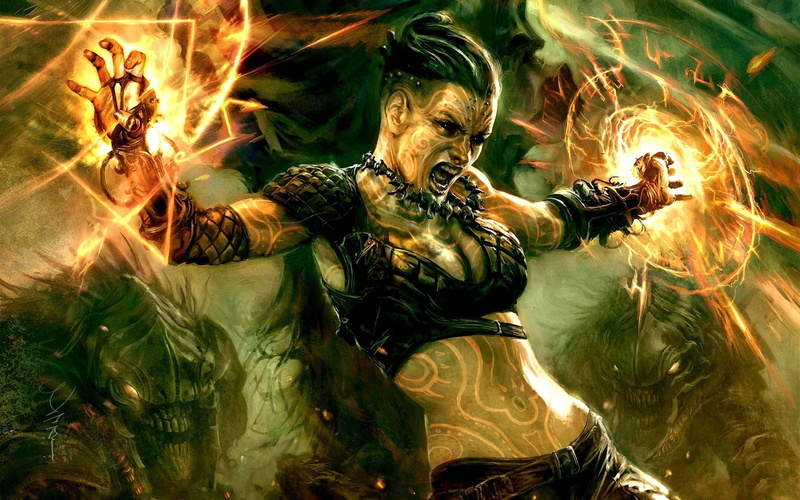 artwork, digital art, fantasy Art, Hellgate: London, women, fire, 1080P, Magic