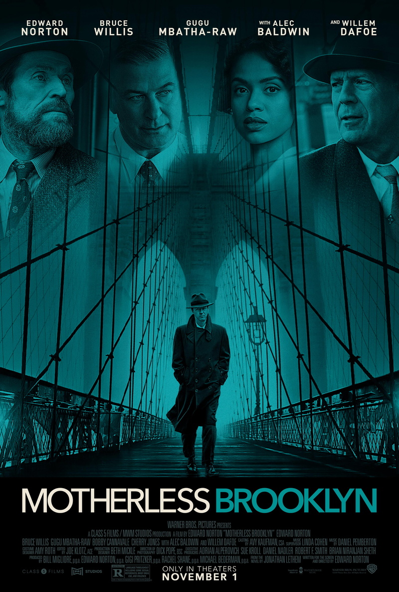 USA, Edward Norton, motherless brooklyn, monochrome, movie poster, New York City, 4K, noir