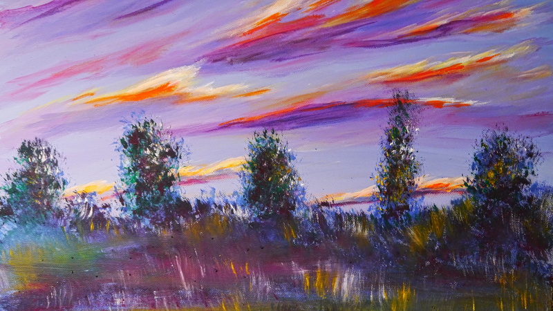nature, growth, acrylic paints, environment, multicolored, tree, clouds, beauty in nature, green, art, non-urban scene, artistically, cloud - sky, yellow