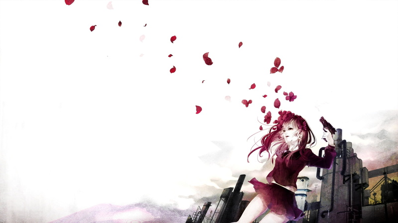 1080P, handgun, weapons, original, horror, mood, guns, sorrow, pistol, suicide, art, flowers, sad, dark, vector