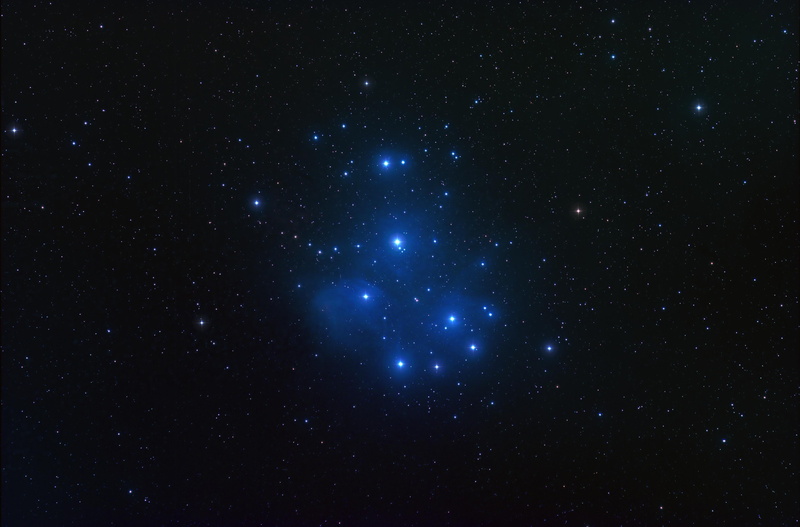 night, globular star cluster, constellation, M45, Pleiades, cosmic, blue, bright, nature, art, light - natural phenomenon, galaxy, beauty in nature, stars