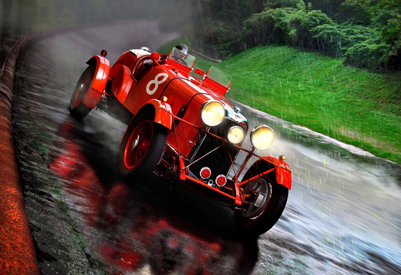 Lagonda, 1935, Rain, Rapide, M45, road, 1080P
