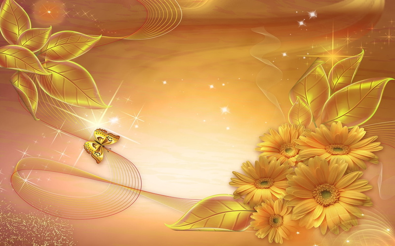 daisies, backgrounds, computer Graphic, 720P, freshness, summer, illustration, illuminated, single Flower, yellow, backdrop, indoors, gold, pattern, image