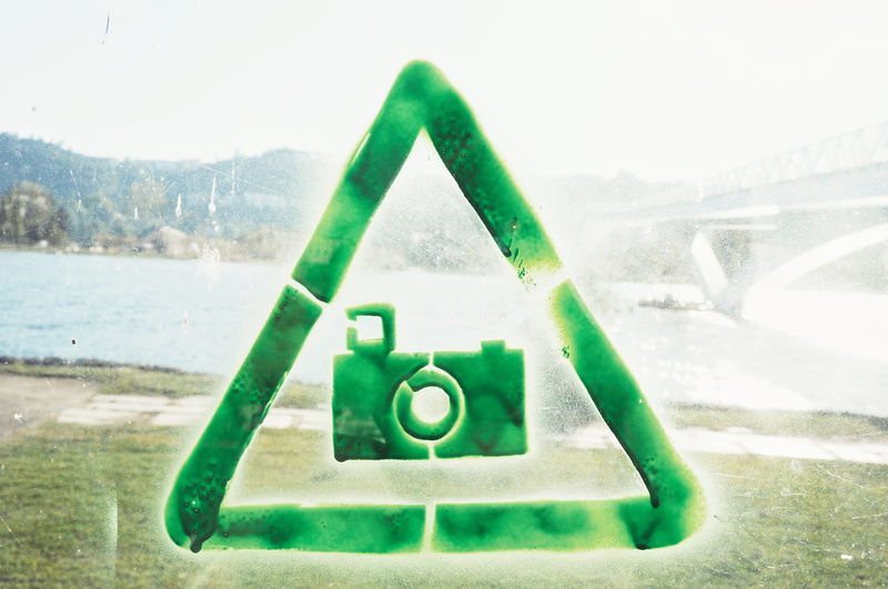 portugal, shape, sign, green color, cold temperature, coimbra, no people, water, design, city, focus on foreground, environment, nature, camera, street art