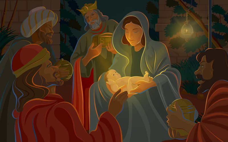 Christianity, Jesus Christ, artwork, 1080P, Christmas, Virgin Mary, religious, Three Kings