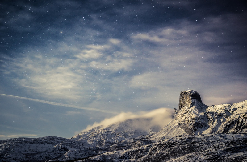 actions, Steigtind, orionbelt, comet, Moonlight, Norway, Light, 2K, nightscape, Bodo, Orion, Lightroom, Nordland, Snow, lightclouds, Mountain, Overcast