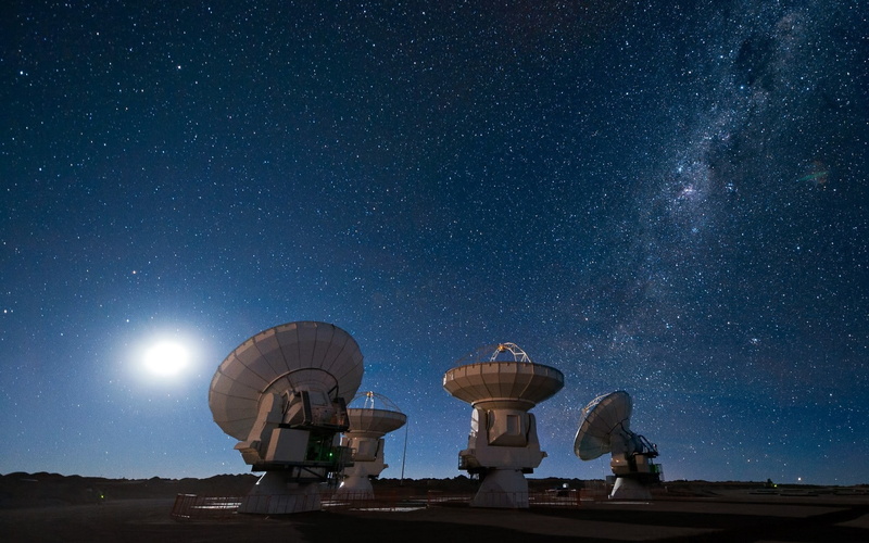 connection, star - space, radar, no people, Milky way, galaxy, astronomy telescope, nature, night, wireless technology, radio wave, architecture, science