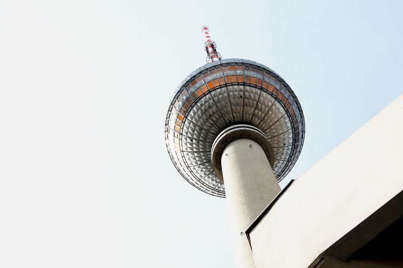 tower, pearl, city, low angle view, photo, no people, communication, architecture, technology, built Structure, day, communications Tower, office building exterior
