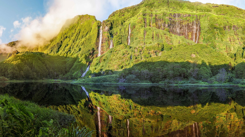 amazing, water, nature, tranquility, environment, green color, portugal, mountain, green, flores island, vegetation, non-urban scene, 4K, land, travel destinations