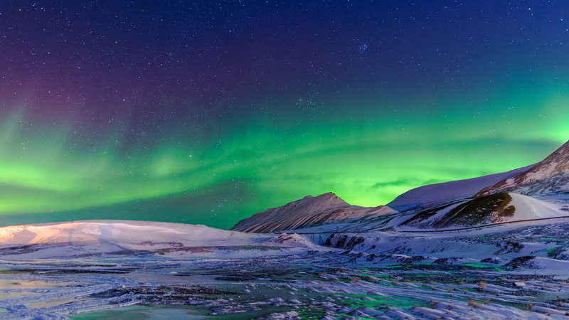 luminosity, landscape, winter, glowing, tranquil scene, no people, cold temperature, night, space, light, aurorae, snow, ice, sky, scenics - nature, tranquility
