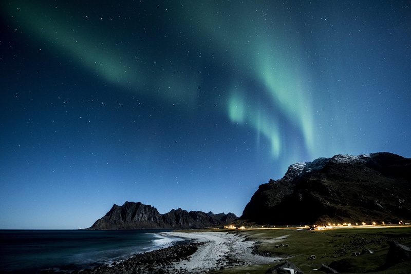 landscape, milky way, environment, beach, space and astronomy, tranquil scene, mountain, no people, norway, costa, water, tranquility, auroras, winter
