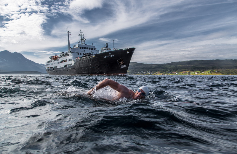 the ship, MS Lofoten, 1080P, swim, Lewis Pugh, Troms, Norway, Strait Rystraumen, swimmer, Rystraumen