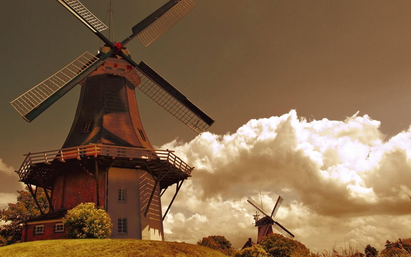 view, lanscape, beautiful, 1080P, nature, windmill, windmeal