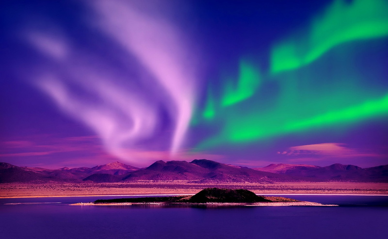 beauty in nature, Natural, 2K, sea, no people, night, environment, aurora, storm, borealis, Nature, romantic sky, sky, idyllic, power in nature, dramatic sky