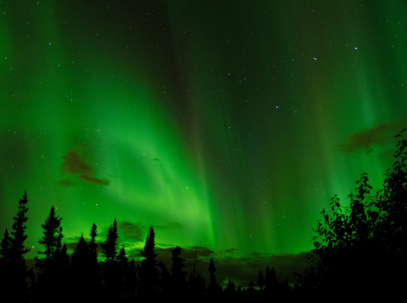 green color, Sun and Sky, silhouette, northernlights, Night, real, awe, no people, illuminated, tranquility, power in nature, star - space, 4K, lights