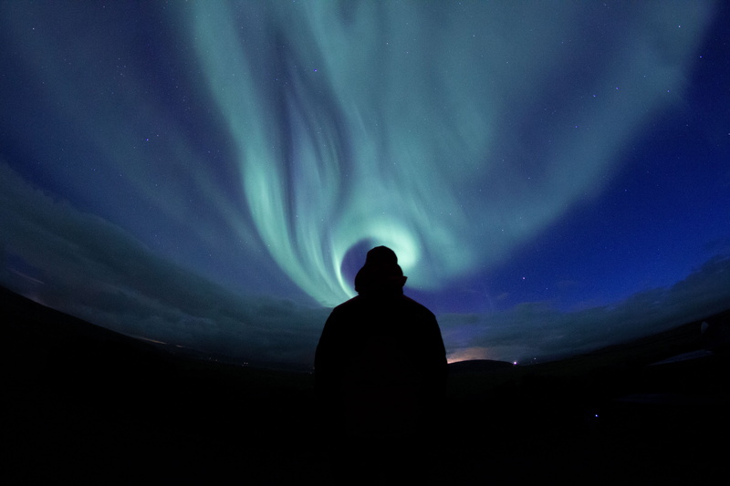 mystic, galaxy, blue, aurora, constellation, landscape, men, island, silhoutte, night, outdoors, 5K, black Color, space, star, shadow, adventure, myself