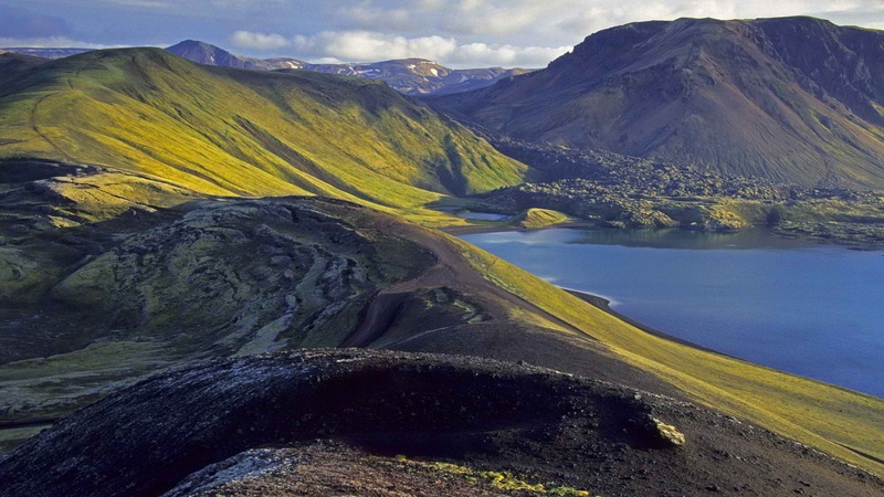 tranquil scene, Iceland, mountain range, day, water, tranquility, mountain, formation, landscape, environment, land, volcanic crater, scenics - nature