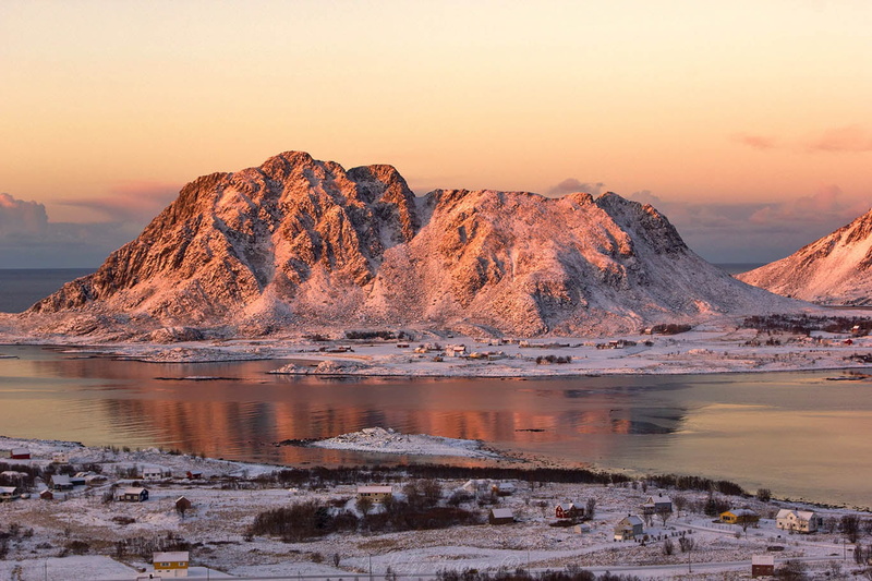 sunset, nature, water, sea, norway, outdoor, 720P, waterfront, vesterålen, rock  bay, cliff, landscape, winter, nordnorge, scenics, outdoors, photo, mountain