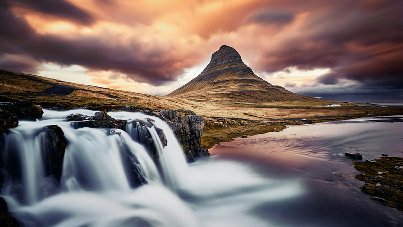 travel destinations, 1080P, sky, cold temperature, ice, photography, beauty in nature, grundarfjorour, kirkjufell waterfalls, waterfall, environment, no people