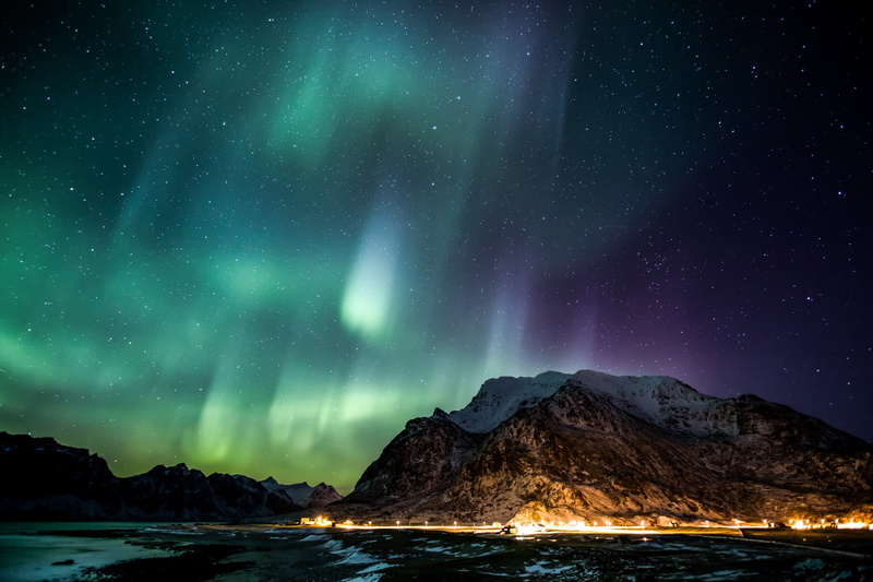 tranquility, lights, tranquil scene, space, 1080P, snowy peak, star - space, sky, aurorae, winter, scenics - nature, beauty in nature, night, environment