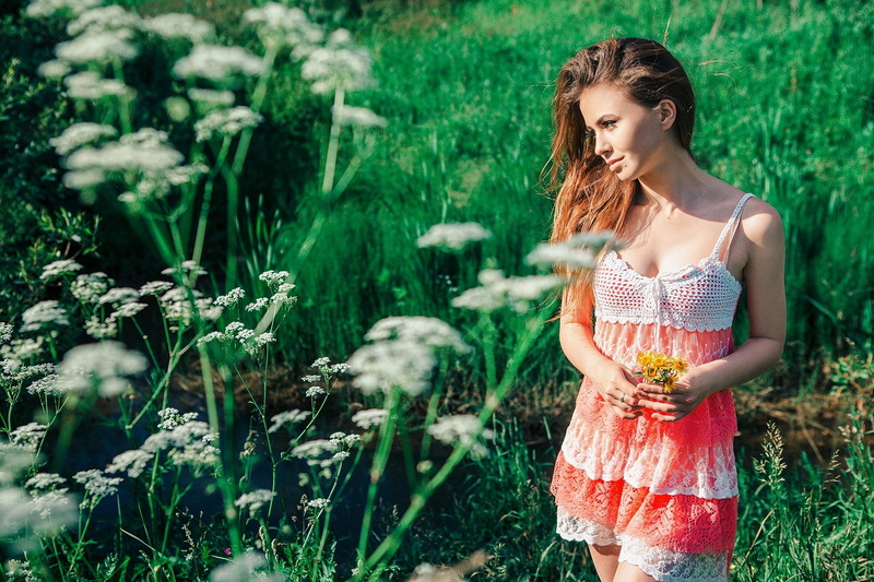 adult, outdoors, women outdoors, hairstyle, clothing, nature, contemplation, young adult, long hair, dress, one person, plant, fashion, flowers, beautiful woman