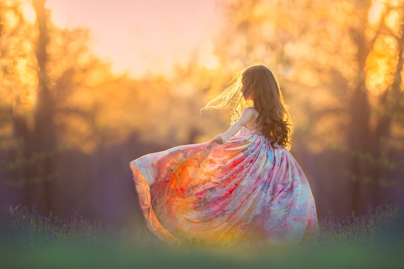 nature, bokeh, girl, 1080P, mood, sundress