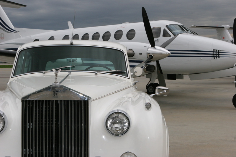 vehicle, rolls-royce, airplane, sky, luxury, land vehicle, stationary, airport, transportation, no people, retro styled, metal, king air, travel, vintage