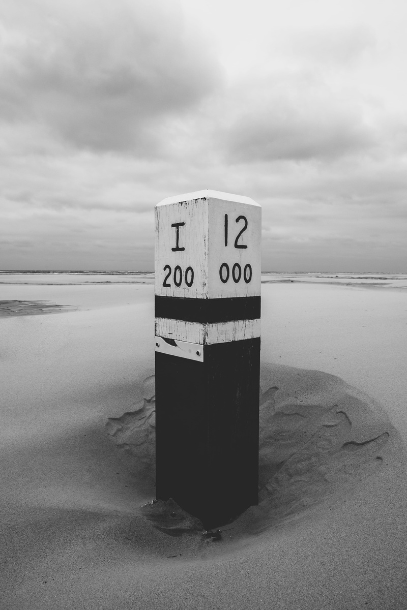 shore, land, tranquil scene, message, sea, nature, grayscale, signage, whtie, scenics - nature, number, communication, horizon over water, text, water