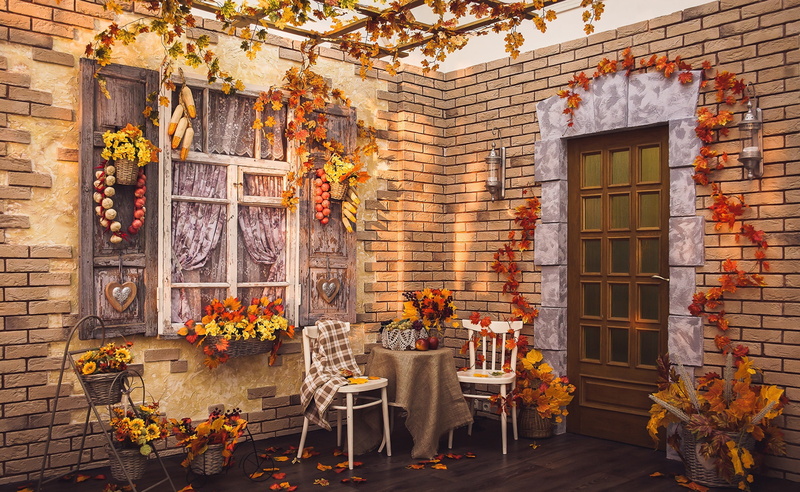 House, Holiday, Holidays, Leaves, Fall, outside, Halloween, onion, 2K, thanksgiving, Home, decorations, Chairs, Corn, Decoration, garlic, Table, Autumn