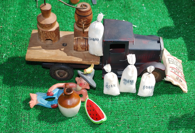 tray, high angle view, representation, still life, liquor, no people, grass, alcohol, plant, watermelon, green color, art and craft, toy, sugar, human representation