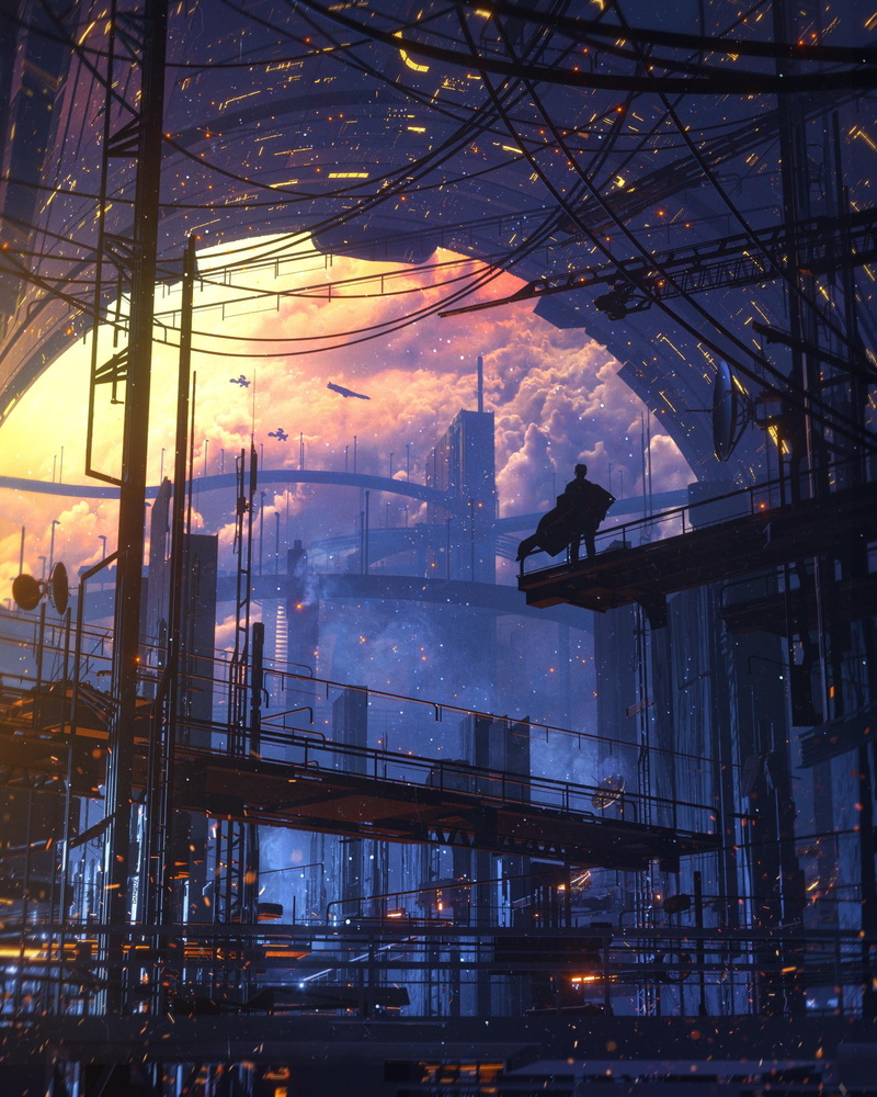 artwork, cyber city, cyberpunk, 2K, digital art