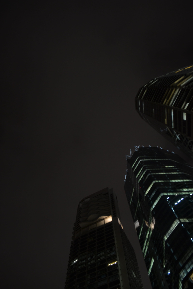 night, building, lights, tron, 4K, built structure, copy space, modern, illuminated, architecture, city, buildings, matrix, clear sky, tower, future, outdoors