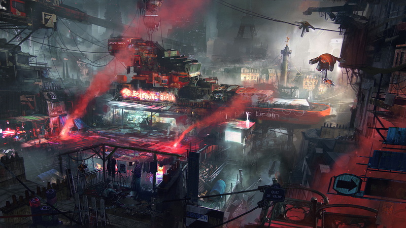 digital art, games, paintings, futuristic, 1080P, remember me, video games, mech, sci fi, artistic, colors, dark, cities