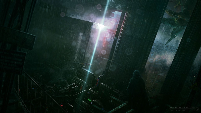 People, Figure, cities, Dark, storm, 1080P, sci, fi, CG, rain, vehicles, mech, digital, aircraft, Futuristic, art