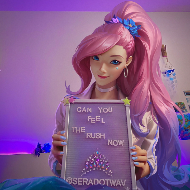 fan art, women, anime girls, digital art, ArtStation, artwork, 2K, pink hair, smiling, long hair, digital painting, Kudos Productions, young woman, blue