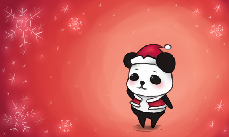 people, 4K, wearing, celebration, Santa Claus, panda - animal, snow, childhood, small, merry christmas, cute, snowflakes, mammal, domestic animals