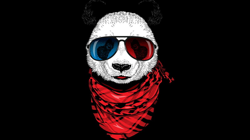 indoors, portrait, panda glasses, red, cut out, studio shot, close-up, paint, front view, copy space, looking at camera, spooky, 1080P, horror, mask, celebration