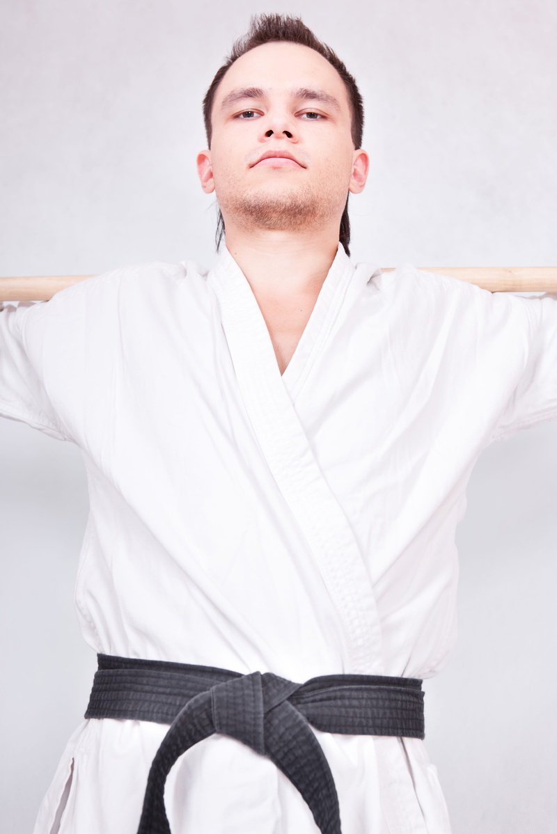 hobby, lifestyle, clothing, skill, men, indoors, lifestyles, health, uniform, waist up, studio shot, standing, looking, front view, karate, 5K, one person