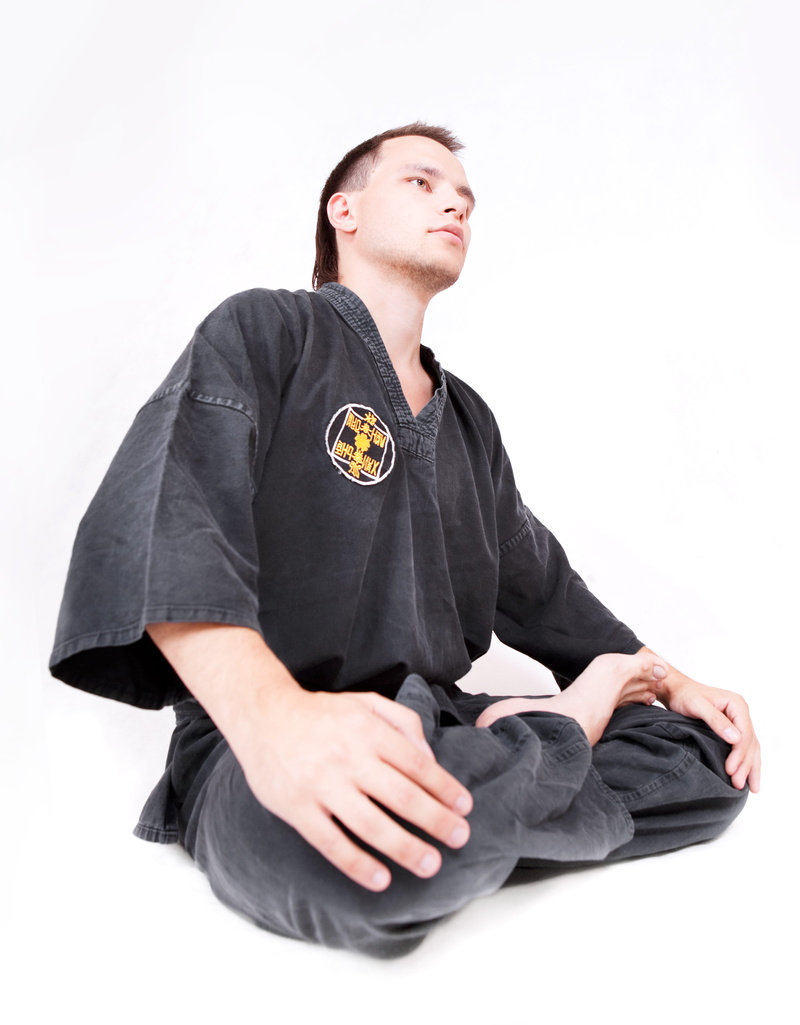kungfu, young adult, studio shot, one person, black color, sport, relaxation, looking away, looking, fighter, hobby, lifestyle, clothing, martial, cut out