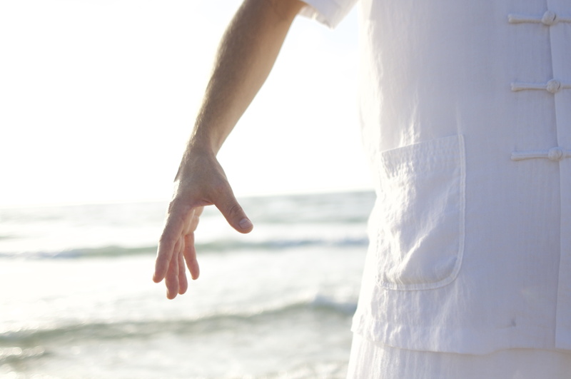 midsection, eastern, standing, water, practicing, focus on foreground, women, lifestyle, qi-gong, wearing, person, males, wellbeing, nature, land, human body part