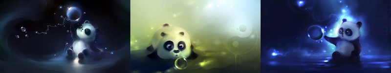 cute, mignon, 5K, screen, multiple, panda, dessin, tripple, apofiss, draw, monitor, drawing, multi