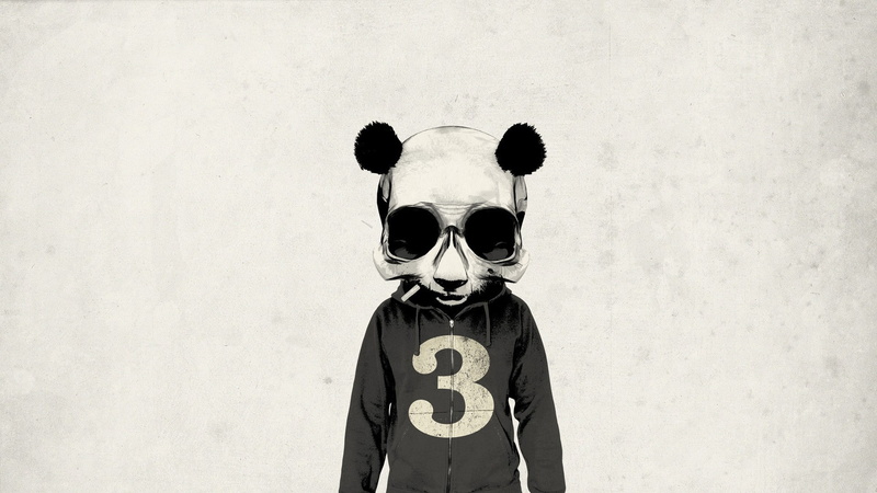 jacket, panda, 1080P, artwork, skull