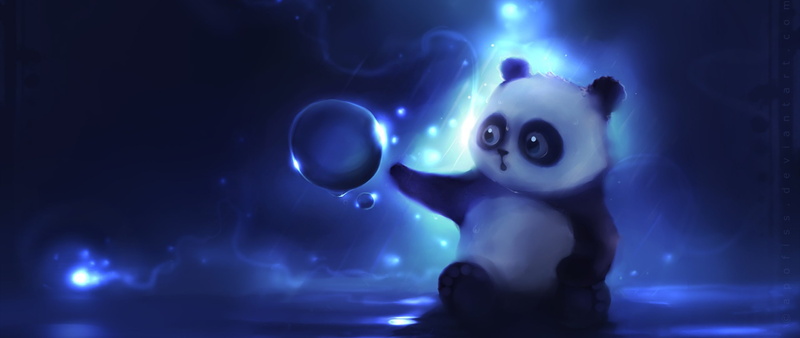 panda, animal wildlife, ultra-wide, blue, body part, underwater, one person, 2K, futuristic, illuminated, water, mystery, nightlife, sea, night, animal themes