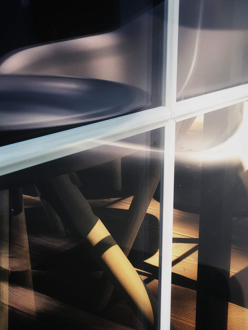 dayphoto, architecture, chair, table, 4K, close-up, lithuania, caffeteria, white, shadow, morning, indoors, cros, sunlight, colour, transparent, green