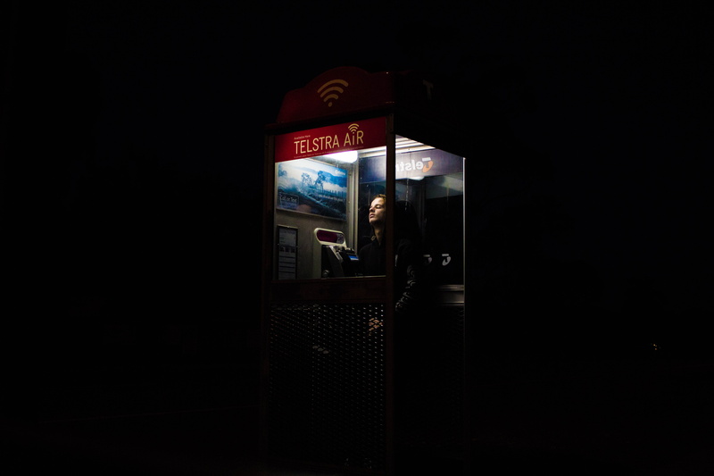 Telstra, photo messaging, man, one person, wireless technology, inside, technology, dark, phone, 5K, indoors, night, connection, adults only, city Life