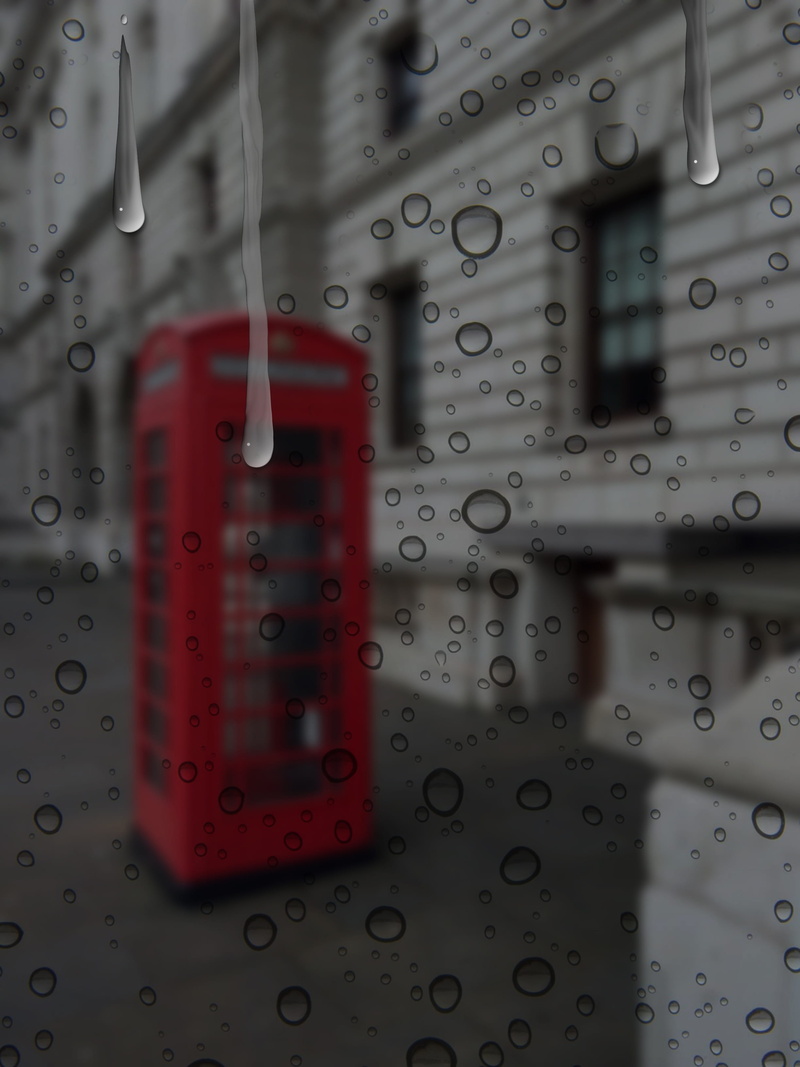 raindrop, red, focus on foreground, water, wet, transparent, mode of transportation, technology, 2K, rain, phonebooth, no people, booth, full frame, city