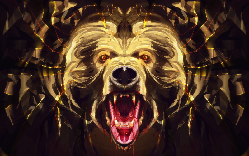 bears, no people, mammal, representation, dog, artwork, blood, digital art, one animal, mouth, mouth open, portrait, panda, animal body part, 1080P, close-up
